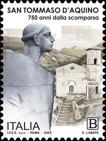 Francobollo Statua di San Tommaso d'Aquino e Chiesa -  2024