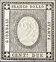 Francobollo Cifra in Rilievo -  1861