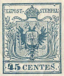 Francobollo Stemma dell'Impero Austriaco -  1850
