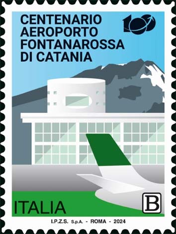 Francobollo Aeroporto di Catania Fontanarossa in Grafica Stilizzata -  2024