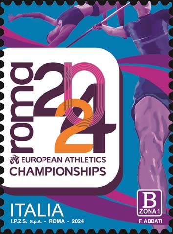 Francobollo Logo dei Campionati e Atleti Stilizzati -  2024