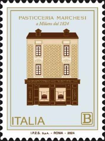 Francobollo Facciata della Sede Storica della Pasticceria Marchesi -  2024