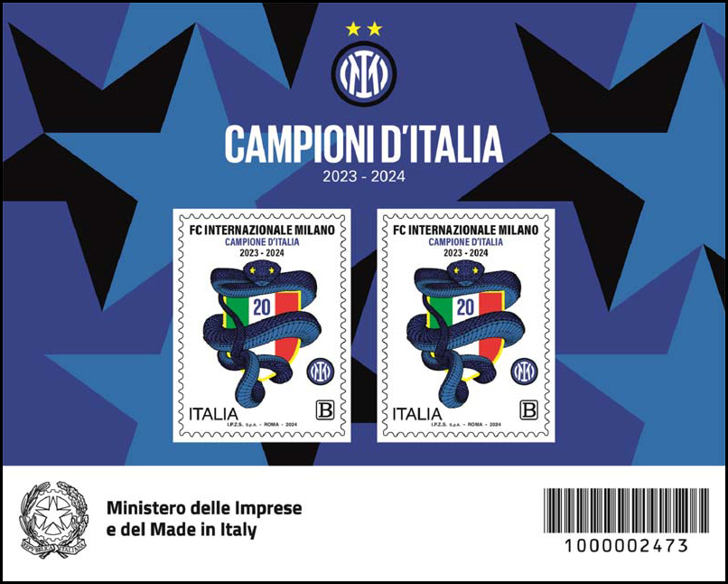 Francobollo Scudetto Tricolore e Biscione Nero e Azzurro -  2024