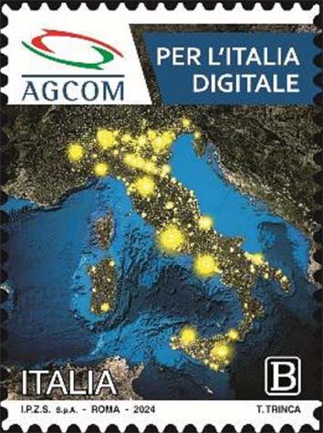Francobollo Logo dell'Agcom e Penisola Italiana -  2024