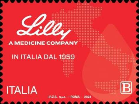 Francobollo Goccia di Sangue e Sagoma dell'Italia -  2024