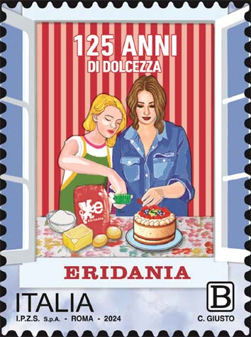 Francobollo Mamma e Figlia Intente a Preparare una Torta -  2024