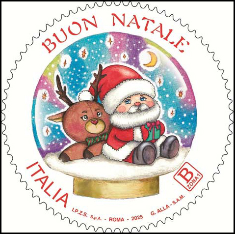 Francobollo Renna e Babbo Natale -  2025