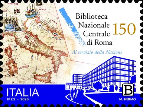 Francobollo Carta Nautica d'Italia e Sede della Biblioteca -  2026