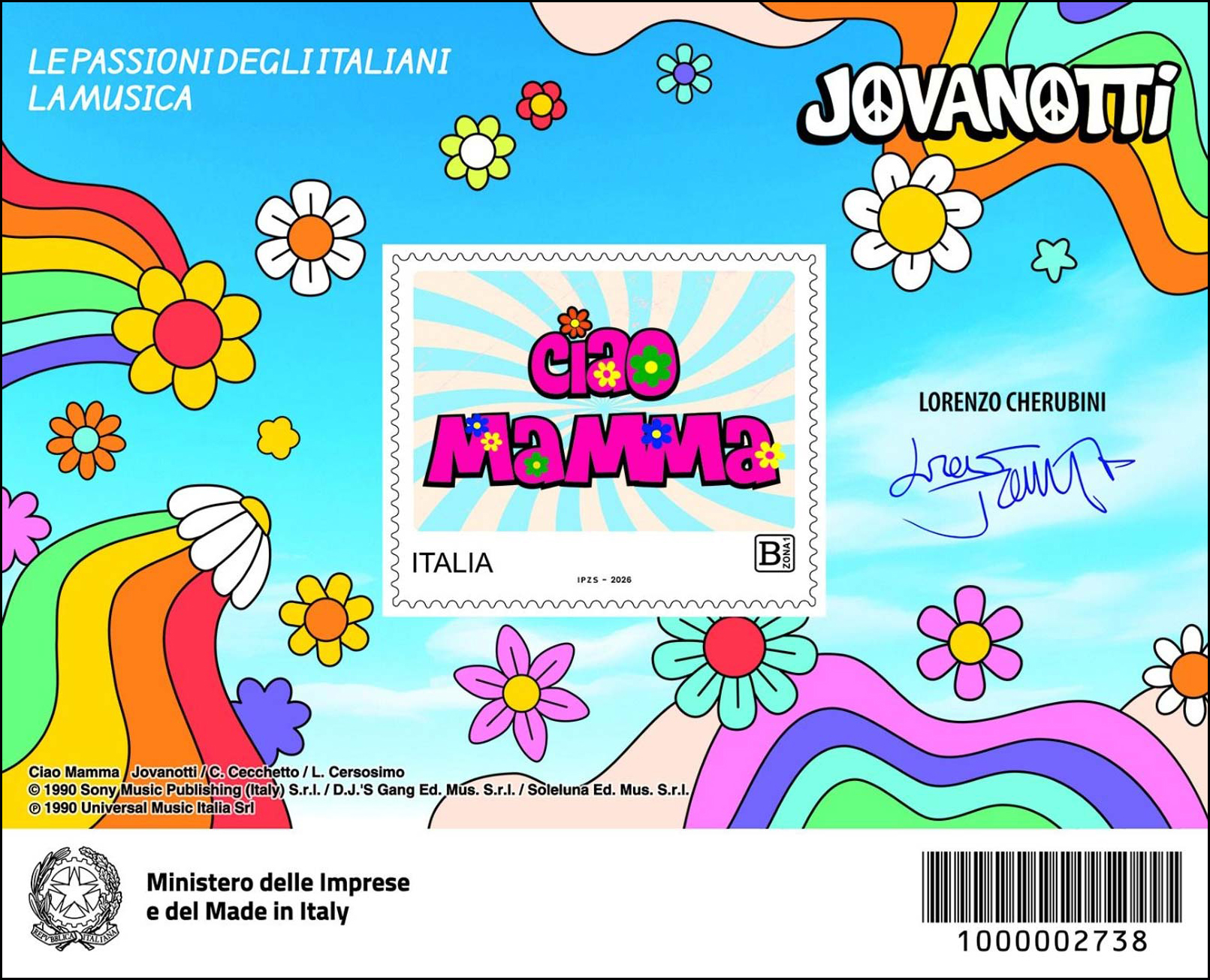 Francobollo Scritta CIAO MAMMA e Fiori in Stile Comic -  2026