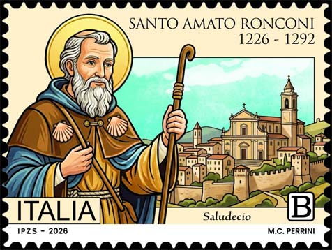 Francobollo Santo Amato Ronconi e Borgo di Saludecio -  2026