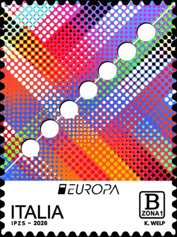 Francobollo Linee e Colori Astratti della Bandiere delle Nazioni Europee -  2026
