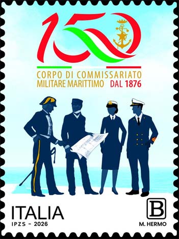 Francobollo Silhouette di Ufficiali del Corpo di Commissariato Militare Marittimo -  2026