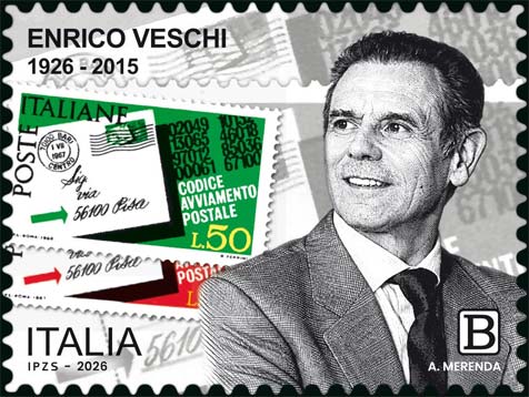 Francobollo Ritratto di Enrico Veschi -  2026